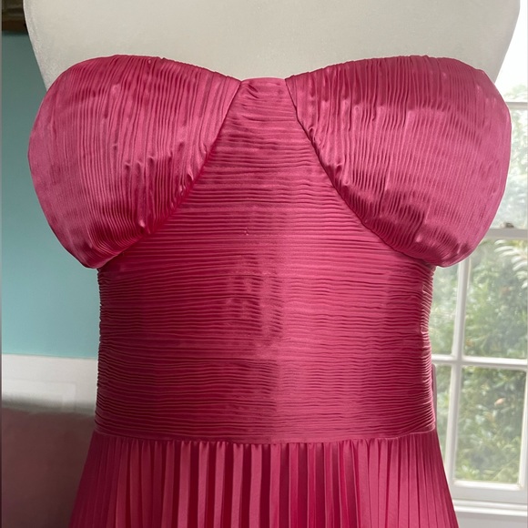 AMUR NWT Kin Pink Strapless Pleated Midi Valentine’s Prom Dress Size 12 - Picture 5 of 16